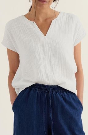 Seasalt Cornwall Landscape Organic Cotton Gauze Top in Chalk at Nordstrom, Size 10