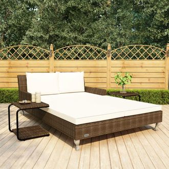 vidaXL Furniture Limited - Tumbona Doble De Jard&iacute;n Con Cojines Rat&aacute;n
