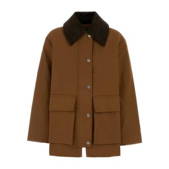 Ganni Light Jackets, female, Brown, Size: 2XS/XS Biscuit Twill Jacket