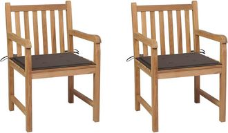 vidaXL Sillas De Jard&iacute;n 2 Uds Madera De Teca Con Cojines Gris Taupe Vidaxl