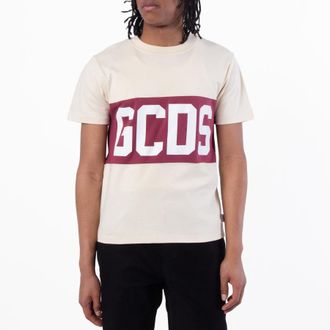 GCDS Stripe Logo Band Cotton T-Shirt, Size X-Small