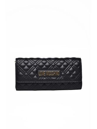 Love Moschino Black Polyurethane Quilted Baguette