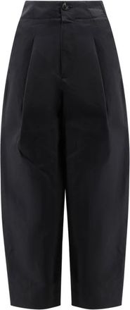 SOEUR Daley Wijde Pantalon met Plooi - Dames - Wijde Broeken - Zwart - XS - Katoen - Broeken