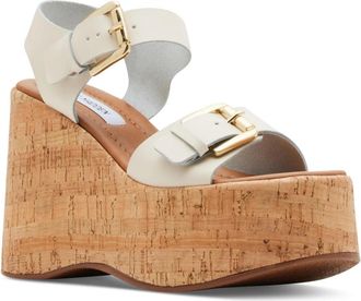 Steve Madden Womens Steve Madden River Sandals Bone Leather Wedge Heel HAWK742