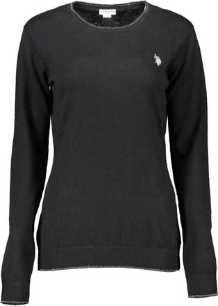 U.S.Polo Association Katoenmix Crew Neck Gebreide Top - Dames - Ronde hals truien - Zwart - XL - Katoen - Truien & Vesten