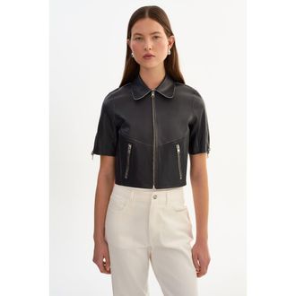 LaMarque Sevana | Reversible Leather Jacket in Charcoal/snake at Nordstrom, Size X-Small