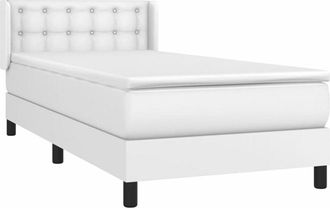 vidaXL Vidaxl - Cama Box Spring Con Colch&oacute;n Cuero Sint&eacute;tico Blanco 90x190 Cm