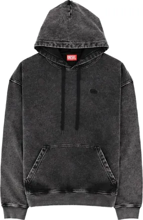 Diesel Washed Black Back Textured Logo Cotton Hoodie