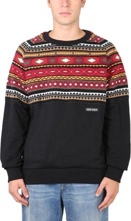 Marcelo Burlon Crew Neck Sweatshirt With Geometric Pattern
