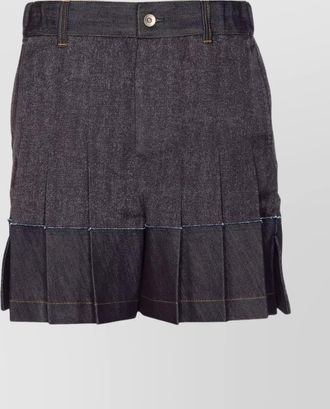 sacai denim pleated shorts pockets