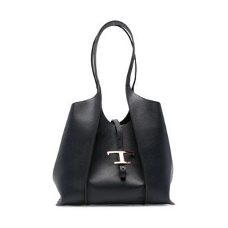 Tod's Borsa a tracolla T Timeless - Dames - Shoppers - Blauw - ONE Size - Leer - Tassen