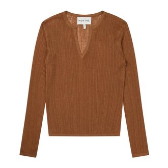 Munthe V-hals Truien - Dames - V-hals truien - Bruin - 2XS - Truien & Vesten