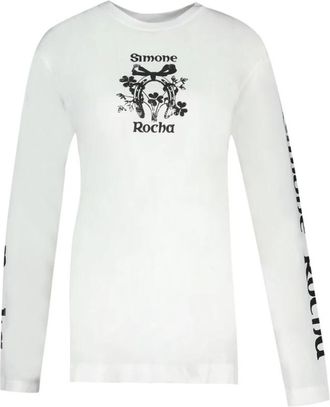 Simone Rocha Coming Up Roses T-Shirt - Dames - Longsleeves - Wit - S - Katoen - Tops