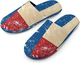 Generic Vintage Texas Flag Mens Cozy Memory Foam Slippers Warm Cotton House Shoes Comfy Slipper for Indoor Outdoor