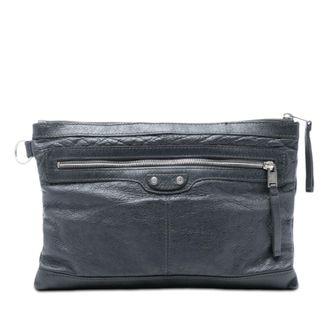 Balenciaga Tweedehands Lamsleer Motocross Classic Clip M Clutch