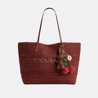 Coach Womens Large City Tote Bag With Charms - Red - One Size