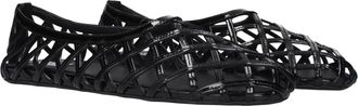 Alaia Lattice Patent Leather Flat - Black