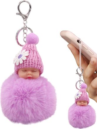 Generic Sleeping Doll Keychain Pendant - Cute Sleeping Doll Plush Toy Pendant Key Chain, Bag Charm Lightweight Decorative For Handbag Car Keys Random Colors R