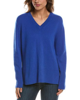Fort&eacute; Cashmere Hi Low Easy V-Neck 100% Cashmere Sweater