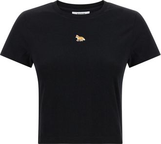 Maison Kitsun&eacute; Black Baby Fox Cropped T-shirt