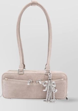 Self Portrait suede bow chain shoulder bag