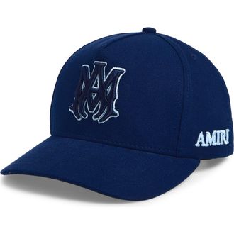 Amiri MA Logo Cotton Canvas Snapback Baseball Cap in Midnight Blue at Nordstrom