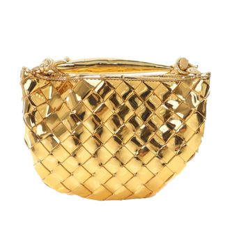 Bottega Veneta Gold Baby Metallic Lambskin Intrecciato Sardine