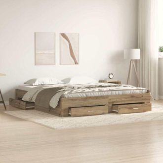 vidaXL Estructura De Cama Con Cajones Roble Artisan 180 X 200 Cm Vidaxl