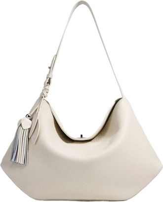 Generic Compatible For Grain Leather Spacious Tote Bag Underarm Single Shoulder Crossbody Women Shopping Hobo Handbag(Beige)