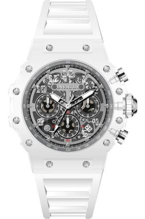 Invicta Racing 69680 Herenhorloge - Quartz Uurwerk - Acryl met Zilveren Wijzerplaat - 43 mm