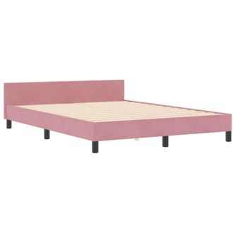 vidaXL Bed Frame with Headboard Pink 140 x 200 cm Velvet vidaXL