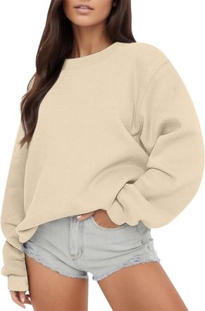 Generic Womens Long Sleeve Sweatshirts Crewneck Casual Solid Color Pullover Shirts Oversized Loose Fall Top Ladies Sweatshirt with Pockets Casual Loose Shirts