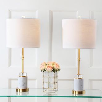 Jonathan Y Designs Harper 27 Marble/Crystal LED Table Lamp (Set of 2)