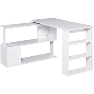 HOMCOM Homcom - Mesa De Ordenador Pc Madera Escritorio De Oficina Mesa Esquinera Giratorio 360&deg;