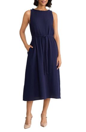 Jones New York Belted Sleevless Midi Dress in Pacific Navy at Nordstrom, Size X-Small