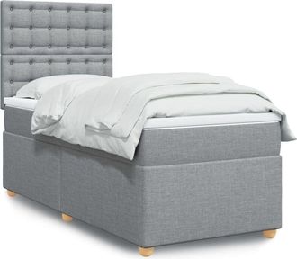 vidaXL Vidaxl - Cama Box Spring Con Colch&oacute;n Tela Gris Claro 100x200 Cm
