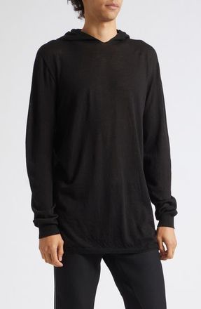 Rick Owens Oversize Hooded Wool Sweater in Black at Nordstrom, Size Medium