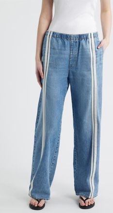 Rag & Bone Featherweight Logan Pull-On Wide Leg Track Jeans in Ever Sport at Nordstrom, Size X-Large