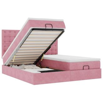vidaXL Estructura De Cama Otomana Colchones Terciopelo Rosa 160x200cm Vidaxl