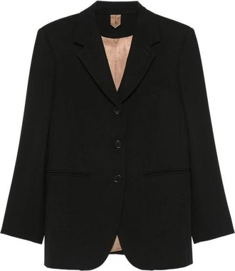 Max Mara Black Solid Notched Lapel Blazer