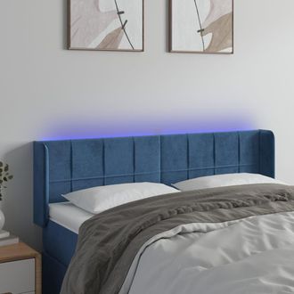 vidaXL Cabecero Con Led De Terciopelo Azul Oscuro 147x16x78/88 Cm Vidaxl