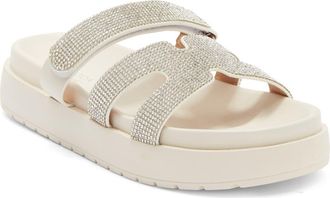 Top Moda Kemper Rhinestone Embellished Slide Sandal in Ivory at Nordstrom Rack, Size 5.5
