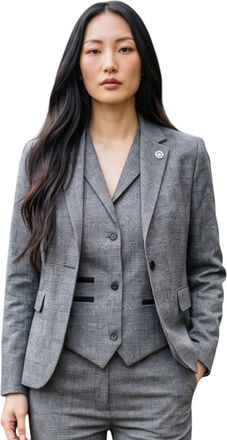 TruClothing Womens Grey Three Piece Check Tailored Suit - TPW-51