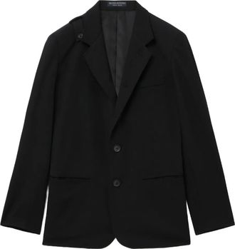 Yohji Yamamoto Blazer in lana con dettaglio sulle spalle - Nero