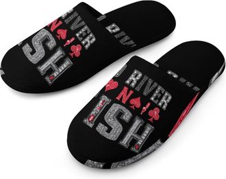 Generic Poker Cards No River No Fish Mens House Slippers Slip Indoor Slipper On Shoes Warm Outdoor
