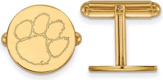 Diamond2Deal Sterling Silver Gold-plated Clemson University Tiger Paw Cuff Links