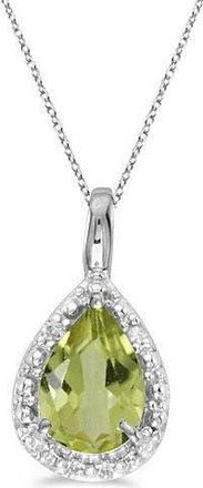 Allurez Pear Shaped Pendant Necklace in 0.85Ct, Peridot, White Gold at Nordstrom, Size 18