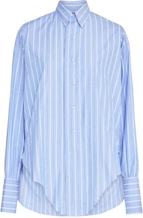 Maison Margiela Blauw Verticale Strepen Lange Mouwen Shirt - Dames - Overhemden - Blauw - 3XS - Katoen - Overhemden