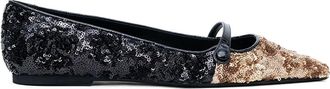 N°21 sequin-embellished ballet flats - women - Sequin/Fabric/Calf Leather/Rubber - 38 - Black