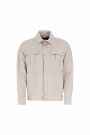 Herno Mens Cotton-Blend Shirt Jacket In Naturale